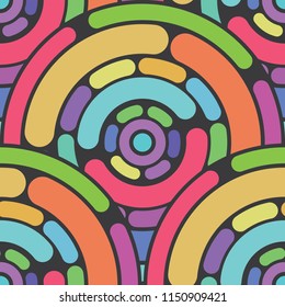 Ancient Geometrics Vector abstract seamless patchwork pattern. Arabic tile texture with geometric and floral ornaments, stylized flowers, dots and lace. Vintage vector card. Background pattern.