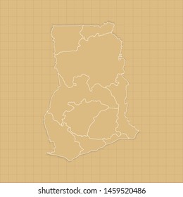 Ancient Ghana map old paper background with space for text. Vector illustration EPS10.