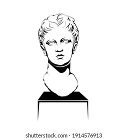 ancient girl portrait vector black and white