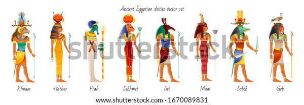 Ancient God Goddess Egypt Icon Set Stock Vector (Royalty Free) 1670089831