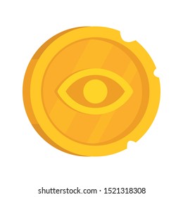 Ancient gold coin icon. Flat illustration of ancient gold coin vector icon for web design