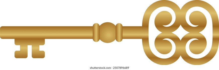 ancient gold key vector. object, symbol, vintage