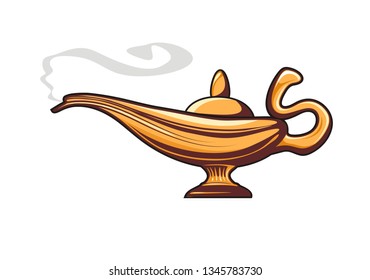 Genie Lamp Smoke Magic Antique Wish Stock Vector (Royalty Free) 1640895448