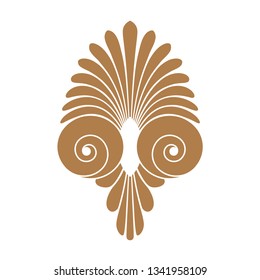 Ancient gold swirl old greek flat ornament, vector and illustration symbol