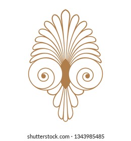 Ancient gold swirl old greek flat ornament, vector and illustration symbol