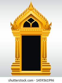 Ancient Golden carving wooden door in Thailand graphic vector