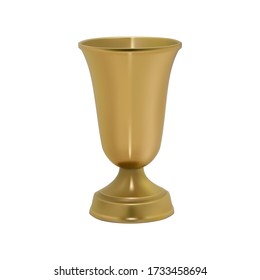 Ancient golden chalice isolated in white background. Vector illustration.
