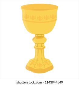 Ancient golden chalice vector illustration. Church chalice