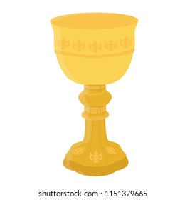 Ancient golden chalice vector illustration. Church chalice