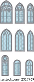 Ancient gothic church windows pack in medieval Europe. 