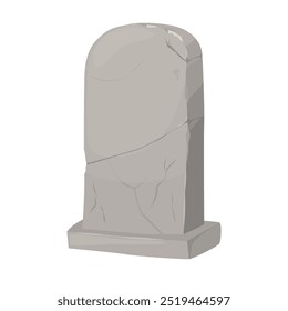 Ancient Gravestone for cemetery theme in design projects. Autumn holiday of all saints. Halloween celebration. Funeral homes and farewell ceremonies for the dead. Vector illustration 