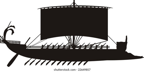 Ancient Grecian Ship - Silhouette vector