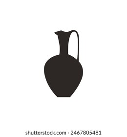Ilustración vectorial de silueta negra de ánfora de la antigua Grecia. Antiguo jarrón romano de arcilla o jarrón con mango. Antiguas cerámica de jarra de cerámica, tarro de barro aislado en blanco