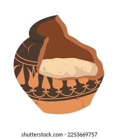 Ancient greece amphora with sand flat icon Old pottery. Vector illustration