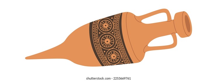 Ancient greece brown amphora flat icon Broken old pottery. Vector illustration
