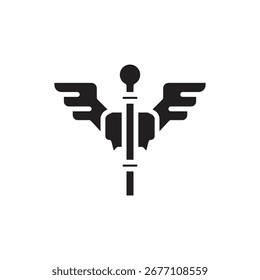 Ancient Greece Caduceus Filled Icon Vector Illustration