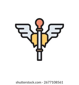 Ancient Greece Caduceus Icon Vector Illustration