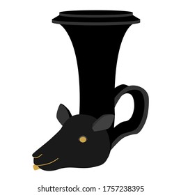 Ancient Greece Clay Rhyton Wine Cup. Antiquity Drinking Rhyton Cup. Used In The Greek Feast Flat Vector Illustration Isolated On White Background.