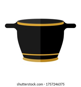 Ancient Greece Clay Skyphos Wine Cup. Antiquity Drinking Skyphos Cup With Patterns. Used In The Greek Feast Flat Vector Illustration Isolated On White Background.