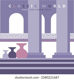 Ancient greece. Cover title: "Classic world". Vector design