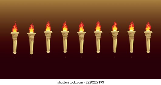 Ancient Greece flaming torch, vector illustration