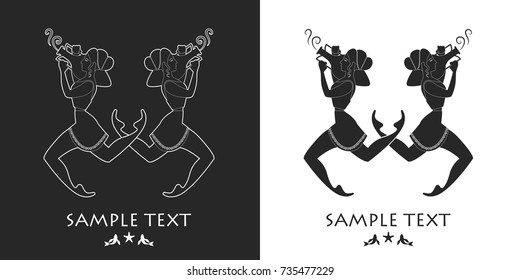 Ancient Greece girls carrying an amphora. Silhouette