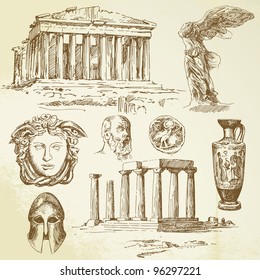 ancient greece - hand drawn set
