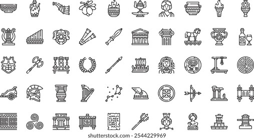 Iconos antiguos de Grecia Colección de iconos vectoriales de alta calidad con trazo editable. Ideal para Profesional y Proyectos Creativos.