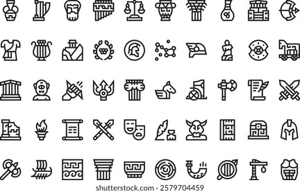 Ancient greece icons High-Quality Vector Icons Collection with Editable Stroke. Ideal for Professional and Creative Projects