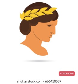 Ancient Greece man in laurel wreath color flat icon for web and mobile design