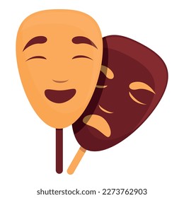 Ancient greece masks icon cartoon vector. Greek history. Architecture shape