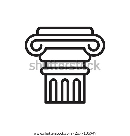 Ancient Greece Pillar Outline Icon Vector Illustration