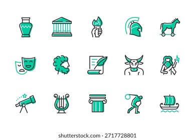 Ancient Greece - set of line design style icons