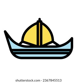 Ancient greece ship icon outline vector. Greek history. Room city color flat