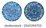 Ancient greece style mosaic mandala. Interweaving mosaic decorative element. Decorative antique stone ornament.