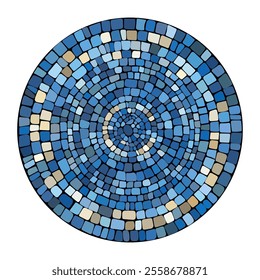 Ancient greece style mosaic mandala. Interweaving mosaic decorative element. Decorative antique stone ornament.