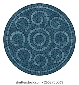 Mandala de mosaico estilo grécia antiga. Elemento decorativo em mosaico entrelaçado. Ornamento de pedra antigo decorativo.