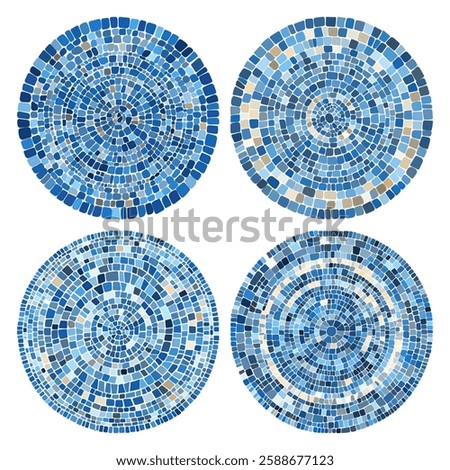 Ancient greece style mosaic mandala. Interweaving mosaic decorative element. Decorative antique stone ornament.
