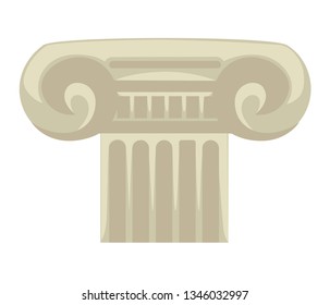 Ancient Greece symbol Greek pillar or column isolated construction element vector architecture building part support building tourism history and culture marble or stone structure Mediterranean style
