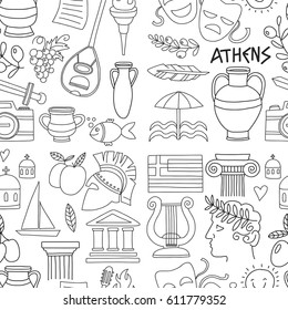 Ancient Greece Vector Elements Doodle Style Stock Vector (Royalty Free ...