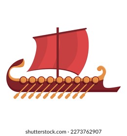 Ancient greece war ship icon cartoon vector. Greek history. Art sculpture