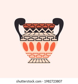 Ancient Greek amphora isolated vector illustration. Antique Greece vase design element. 