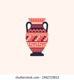 Ancient Greek amphora isolated vector illustration. Antique Greece vase design element. 