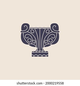 Ancient Greek amphora isolated vector illustration. Antique Greece vase design element.	