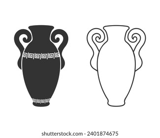 Ancient Greek amphora line icon set isolated vector illustration. Antique Greece vase design element