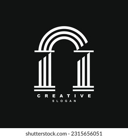 Ancient Greek arch pillar gate logo design for your brand or business