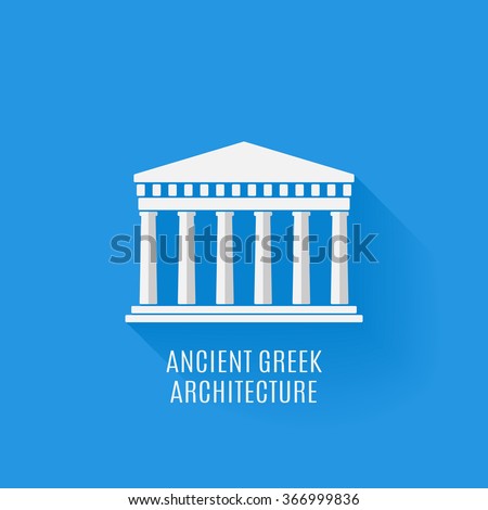 Ancient Greek architecture. Icon. Vector flat illustration.