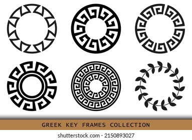 Ancient Greek black frames patterns, set of antique borders from Greece