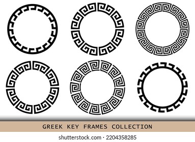 Ancient Greek black frames patterns, set of antique borders from Greece