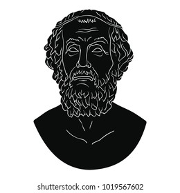 Ancient Greek bust of the poet Homer isolated on white background.